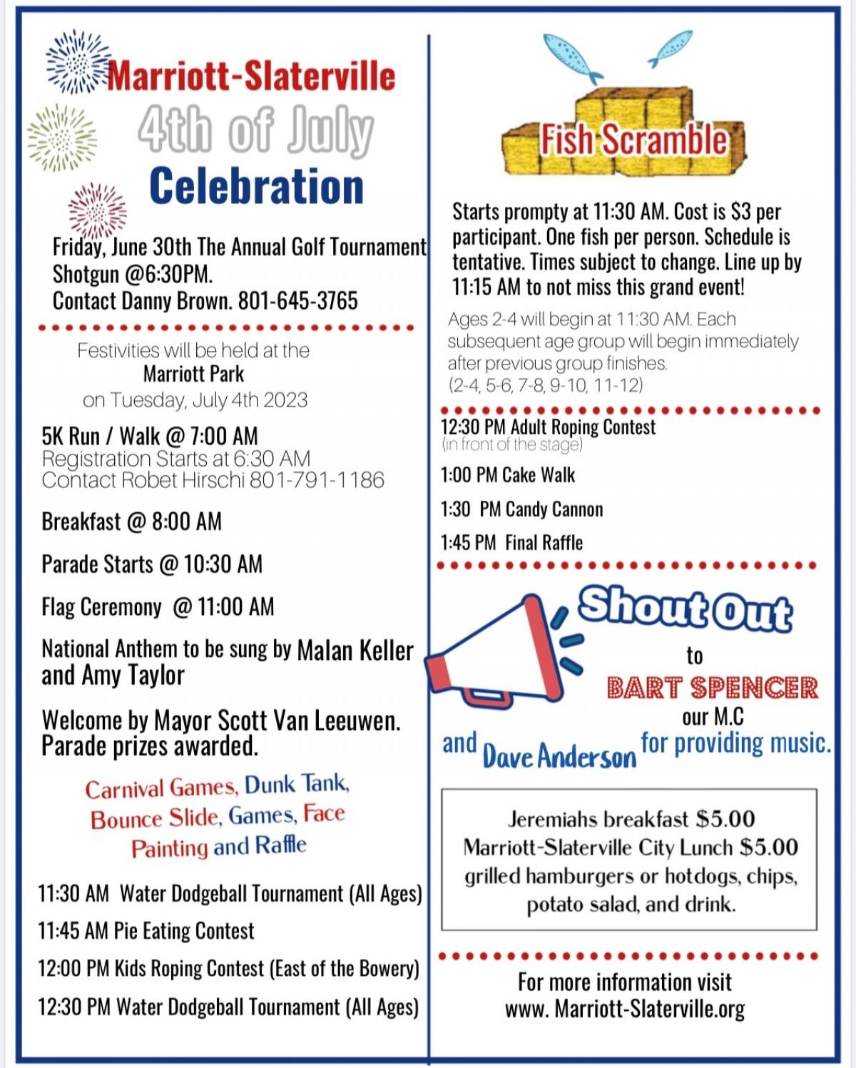 4th of July Agenda